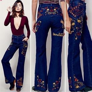 Spell And The Gypsy Collective X Free People Wanderlust Embroidered Jeans NWT